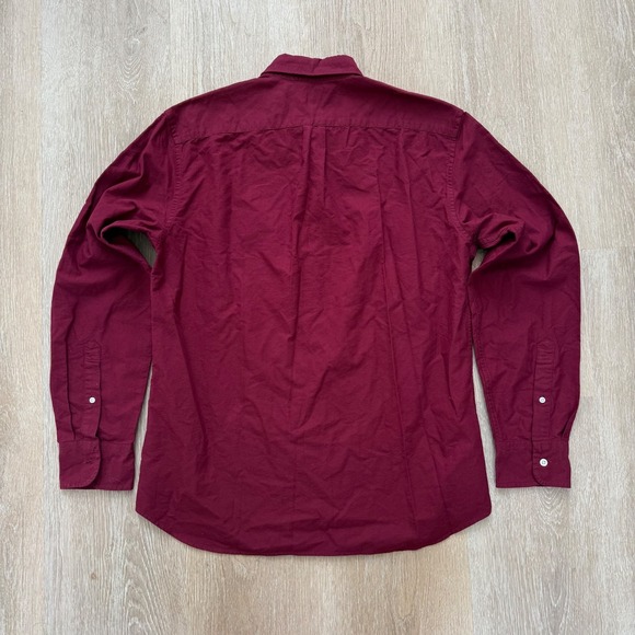 J Crew Shirt Mens Medium Burgundy/Maroon Flex Oxford Button Down Large Slim Fit - Picture 2 of 5